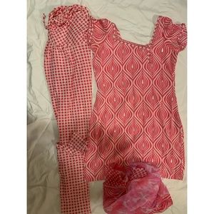 Pink and white Indian dress suit